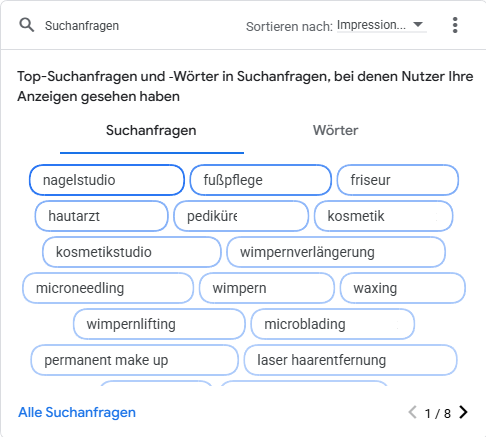 Suchanfragen, anonymisiert